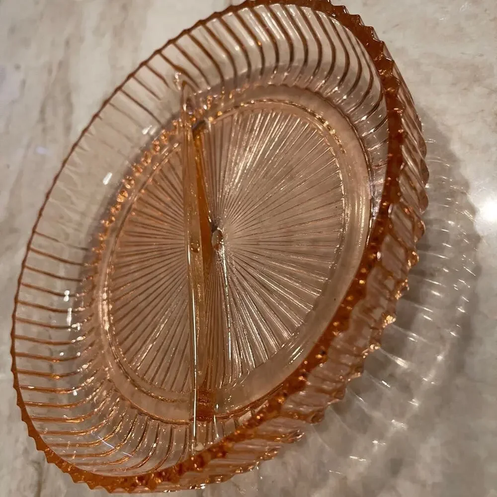 Anchor Hocking Queen Mary Pink divided relish tray
